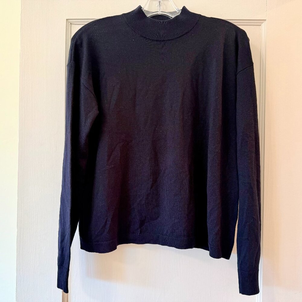 Uniqlo | Navy Merino Wool Mock Neck Sweater - Sz S
